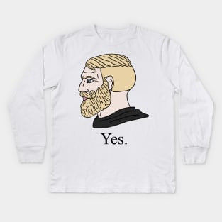 Nordic Chad Gamer Yes Dank Meme Kids Long Sleeve T-Shirt